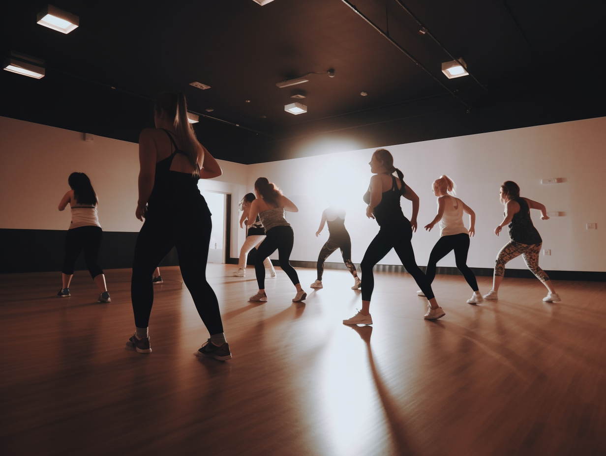 Tor_workout_sessions_at_a_dance_studio_in_the_style_of_dark_whi_0bd7eec4-f213-48a0-b2f6-7c17d50b92f6