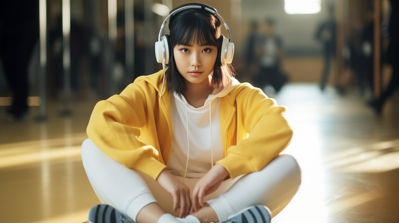 Tor_young_female_in_sweatshirt_and_headphones_sitting_on_floor__bf12c847-395f-493d-ba55-9bc9ac14695b